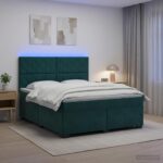 vidaXL Posteľ boxspring s matracom Tmavozelená 140 x 200 cm Zamat – Obrázok 5