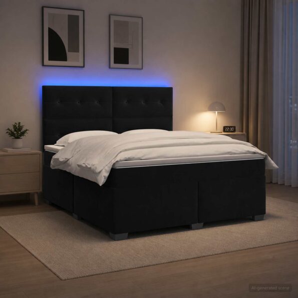 vidaXL Posteľ boxspring s matracom Čierna 160 x 200 cm Zamat – Obrázok 12