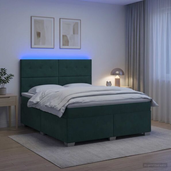 vidaXL Posteľ boxspring s matracom Tmavozelená 160 x 200 cm Zamat – Obrázok 12