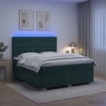 vidaXL Posteľ boxspring s matracom Tmavozelená 160 x 200 cm Zamat – Obrázok 13