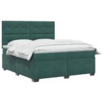 vidaXL Posteľ boxspring s matracom Tmavozelená 160 x 200 cm Zamat – Obrázok 2