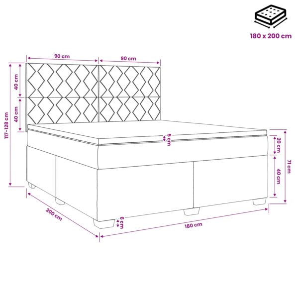 vidaXL Posteľ boxspring s matracom Modrá 180 x 200 cm Zamat – Obrázok 11