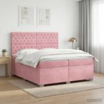 vidaXL Posteľ boxspring s matracom Ružová 200 x 200 cm Zamat – Obrázok 12