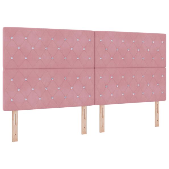 vidaXL Posteľ boxspring s matracom Ružová 200 x 200 cm Zamat – Obrázok 3