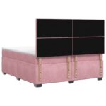 vidaXL Posteľ boxspring s matracom Ružová 200 x 200 cm Zamat – Obrázok 7