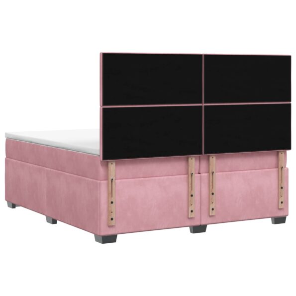 vidaXL Posteľ boxspring s matracom Ružová 200 x 200 cm Zamat – Obrázok 7