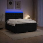 vidaXL Posteľ boxspring s matracom Čierna 200 x 200 cm Zamat – Obrázok 13