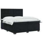 vidaXL Posteľ boxspring s matracom Čierna 200 x 200 cm Zamat – Obrázok 2