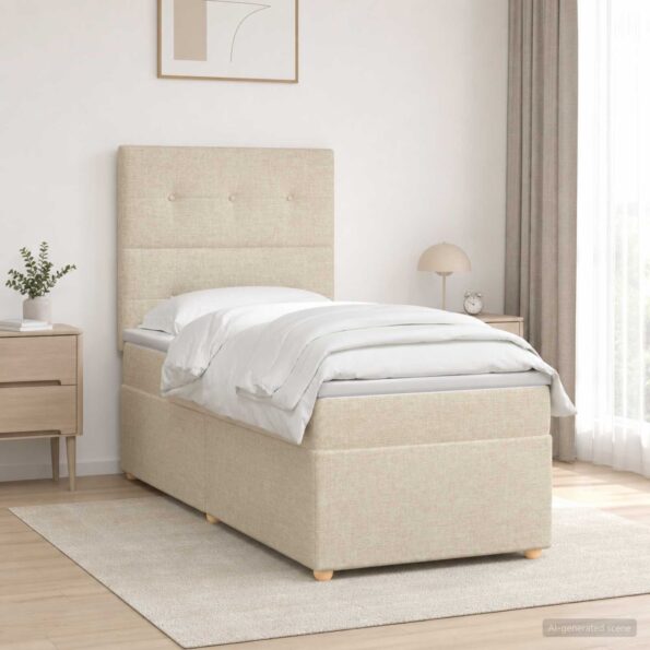 vidaXL Posteľ boxspring s matracom Krémová 80 x 200 cm Látka – Obrázok 12