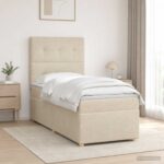 vidaXL Posteľ boxspring s matracom Krémová 80 x 200 cm Látka
