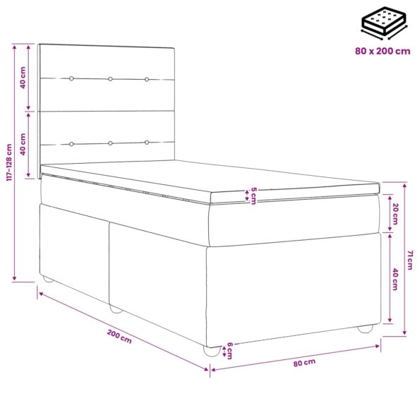 vidaXL Posteľ boxspring s matracom Krémová 80 x 200 cm Látka – Obrázok 11