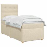 vidaXL Posteľ boxspring s matracom Krémová 80 x 200 cm Látka – Obrázok 2