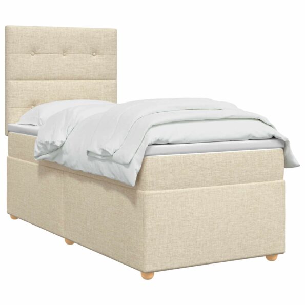vidaXL Posteľ boxspring s matracom Krémová 80 x 200 cm Látka – Obrázok 2