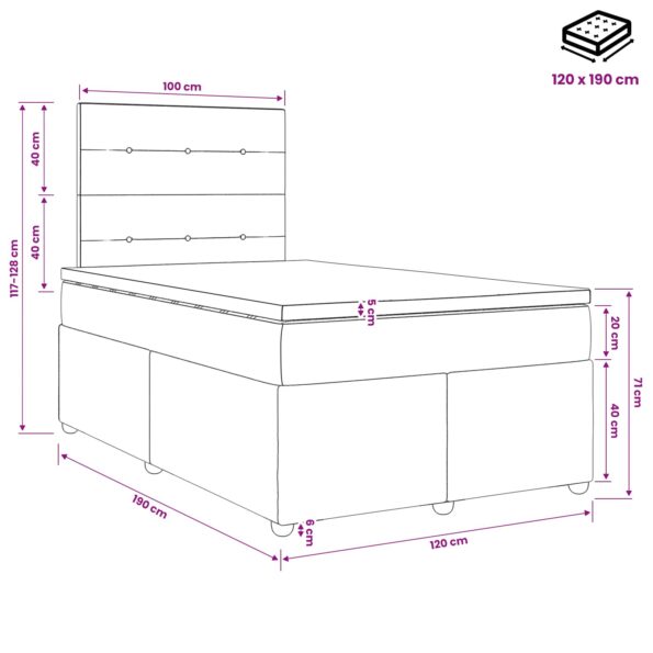 vidaXL Posteľ boxspring s matracom Sivohnedá 120 x 190 cm Látka – Obrázok 11