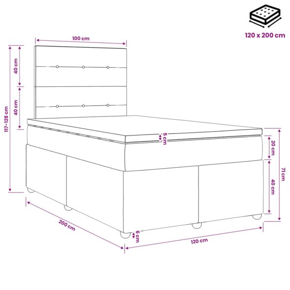 vidaXL Posteľ boxspring s matracom Sivohnedá 120 x 200 cm Látka – Obrázok 11