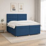 vidaXL Posteľ boxspring s matracom Modrá 200 x 200 cm Látka – Obrázok 12
