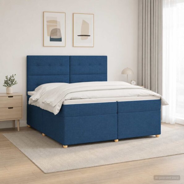 vidaXL Posteľ boxspring s matracom Modrá 200 x 200 cm Látka – Obrázok 12