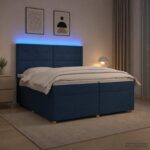vidaXL Posteľ boxspring s matracom Modrá 200 x 200 cm Látka – Obrázok 13