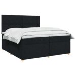 vidaXL Posteľ boxspring s matracom Čierna 200 x 200 cm Látka – Obrázok 2