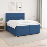 vidaXL Posteľ boxspring s matracom Modrá 200 x 200 cm Látka – Obrázok 12