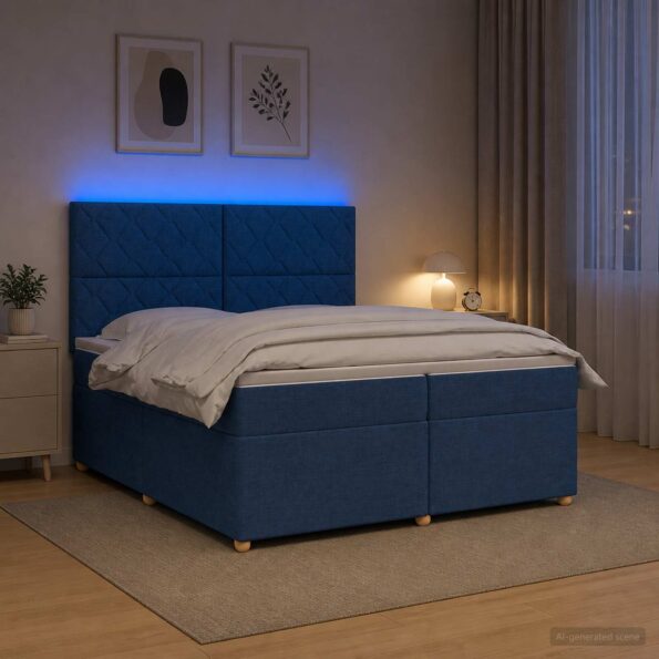 vidaXL Posteľ boxspring s matracom Modrá 200 x 200 cm Látka – Obrázok 4
