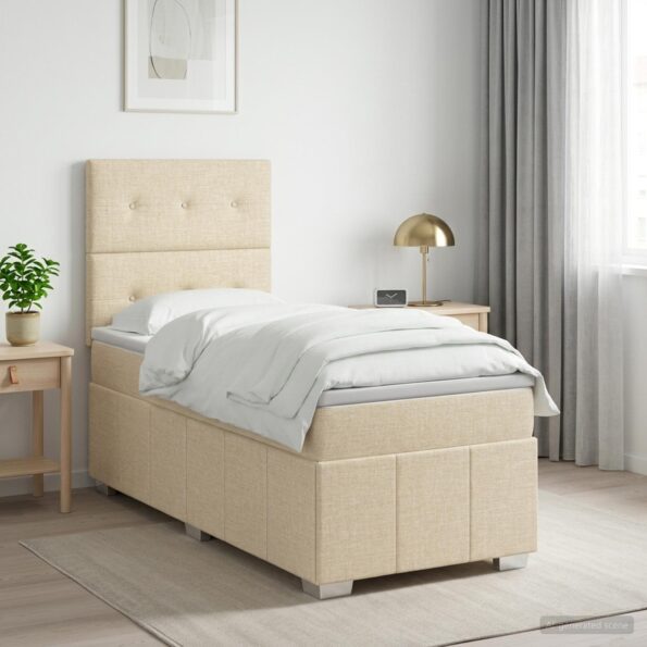 vidaXL LED boxspring posteľ s matracom Krémová 80 x 200 cm Látka – Obrázok 12