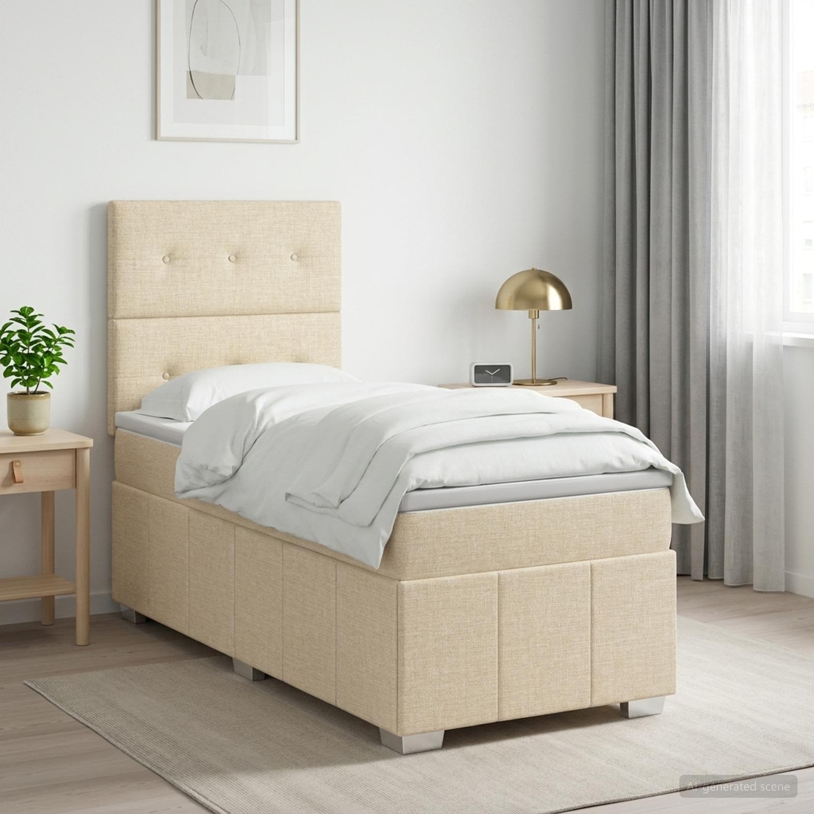 3455477_1.jpg vidaXL LED boxspring posteľ s matracom Krémová 80 x 200 cm Látka – Obrázok 1
