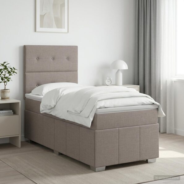 vidaXL LED boxspring posteľ s matracom Sivohnedá 100 x 200 cm Látka – Obrázok 11