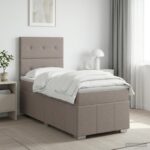 vidaXL LED boxspring posteľ s matracom Sivohnedá 100 x 200 cm Látka