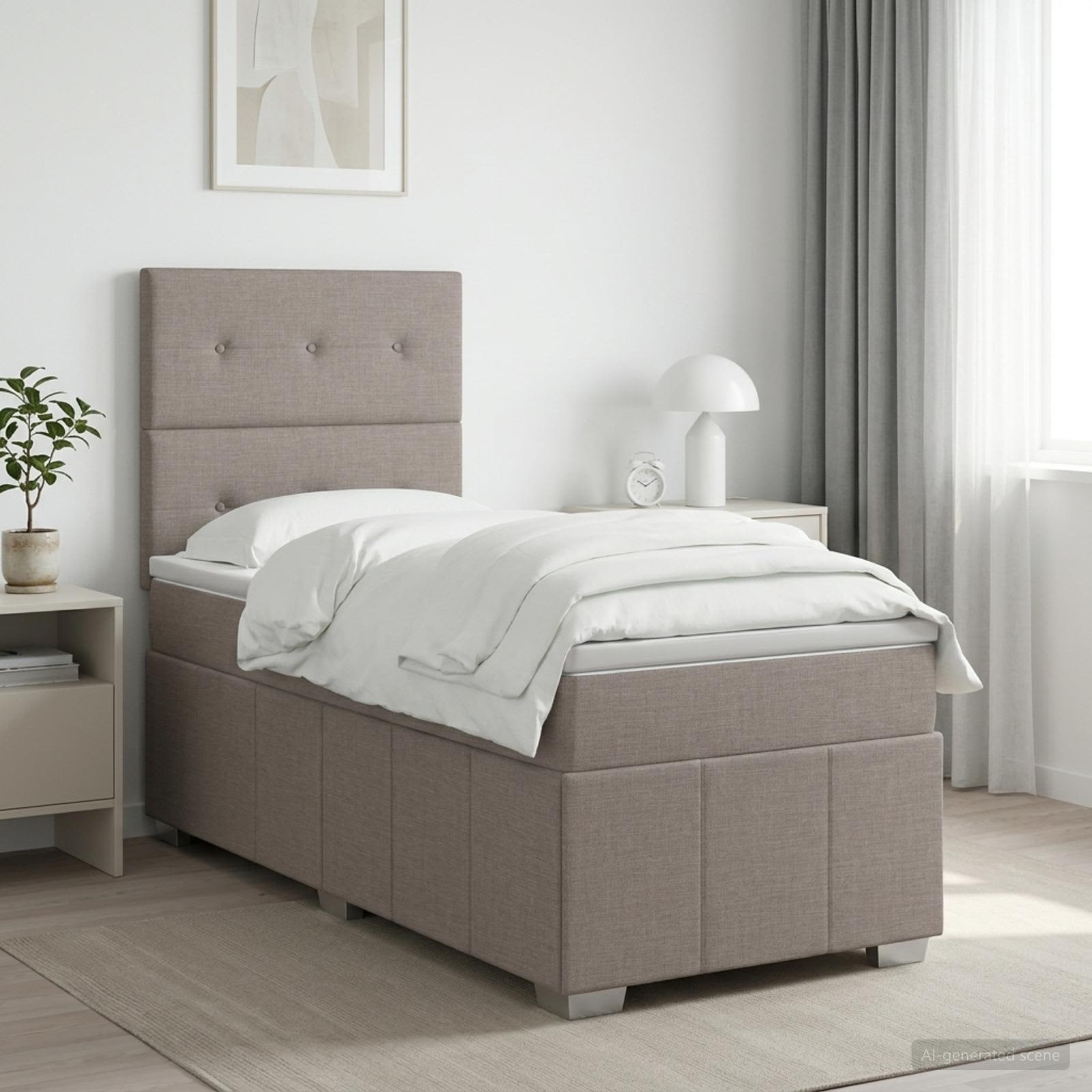 3455539_1.jpg vidaXL LED boxspring posteľ s matracom Sivohnedá 100 x 200 cm Látka – Obrázok 1