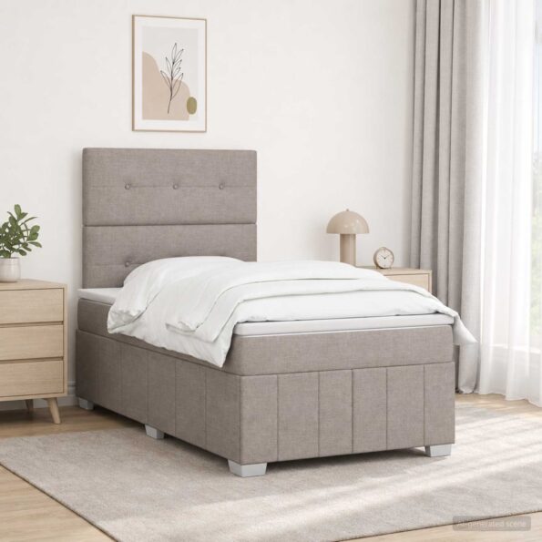 vidaXL LED boxspring posteľ s matracom Sivohnedá 120 x 190 cm Látka – Obrázok 12