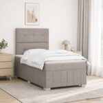 vidaXL LED boxspring posteľ s matracom Sivohnedá 120 x 190 cm Látka