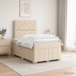 vidaXL LED boxspring posteľ s matracom Krémová 120 x 200 cm Látka – Obrázok 4
