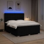 vidaXL LED boxspring posteľ s matracom Čierna 140 x 200 cm Látka – Obrázok 12