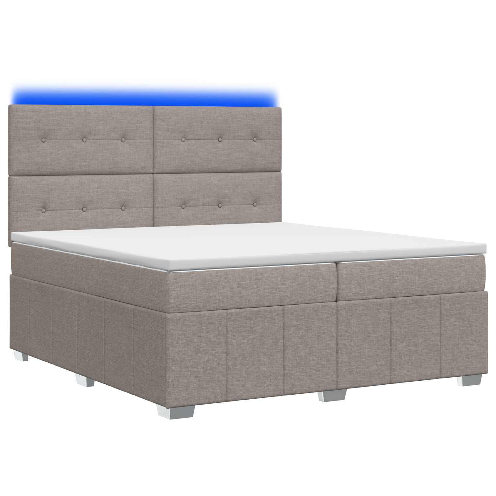 3455686_1.jpg vidaXL LED boxspring posteľ s matracom Sivohnedá 200 x 200 cm Látka – Obrázok 1