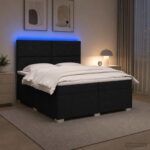 vidaXL LED boxspring posteľ s matracom Čierna 200 x 200 cm Látka – Obrázok 13