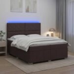 vidaXL LED boxspring posteľ s matracom Tmavohnedá 200 x 200 cm Látka – Obrázok 13