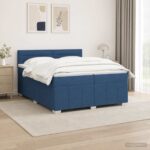 vidaXL LED boxspring posteľ s matracom Modrá 200 x 200 cm Látka – Obrázok 12
