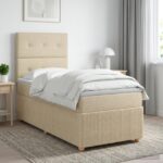 vidaXL LED boxspring posteľ s matracom Krémová 80 x 200 cm Látka