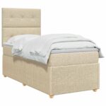 vidaXL LED boxspring posteľ s matracom Krémová 80 x 200 cm Látka – Obrázok 2