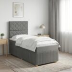 vidaXL LED boxspring posteľ s matracom Tmavosivá 80 x 200 cm Látka – Obrázok 12