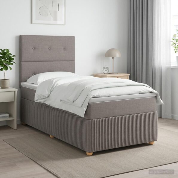 vidaXL LED boxspring posteľ s matracom Sivohnedá 100 x 200 cm Látka – Obrázok 12