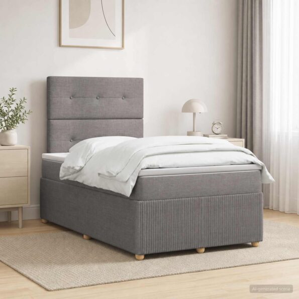 vidaXL LED boxspring posteľ s matracom Sivohnedá 120 x 190 cm Látka – Obrázok 12