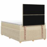 vidaXL LED boxspring posteľ s matracom Krémová 120 x 190 cm Látka – Obrázok 7