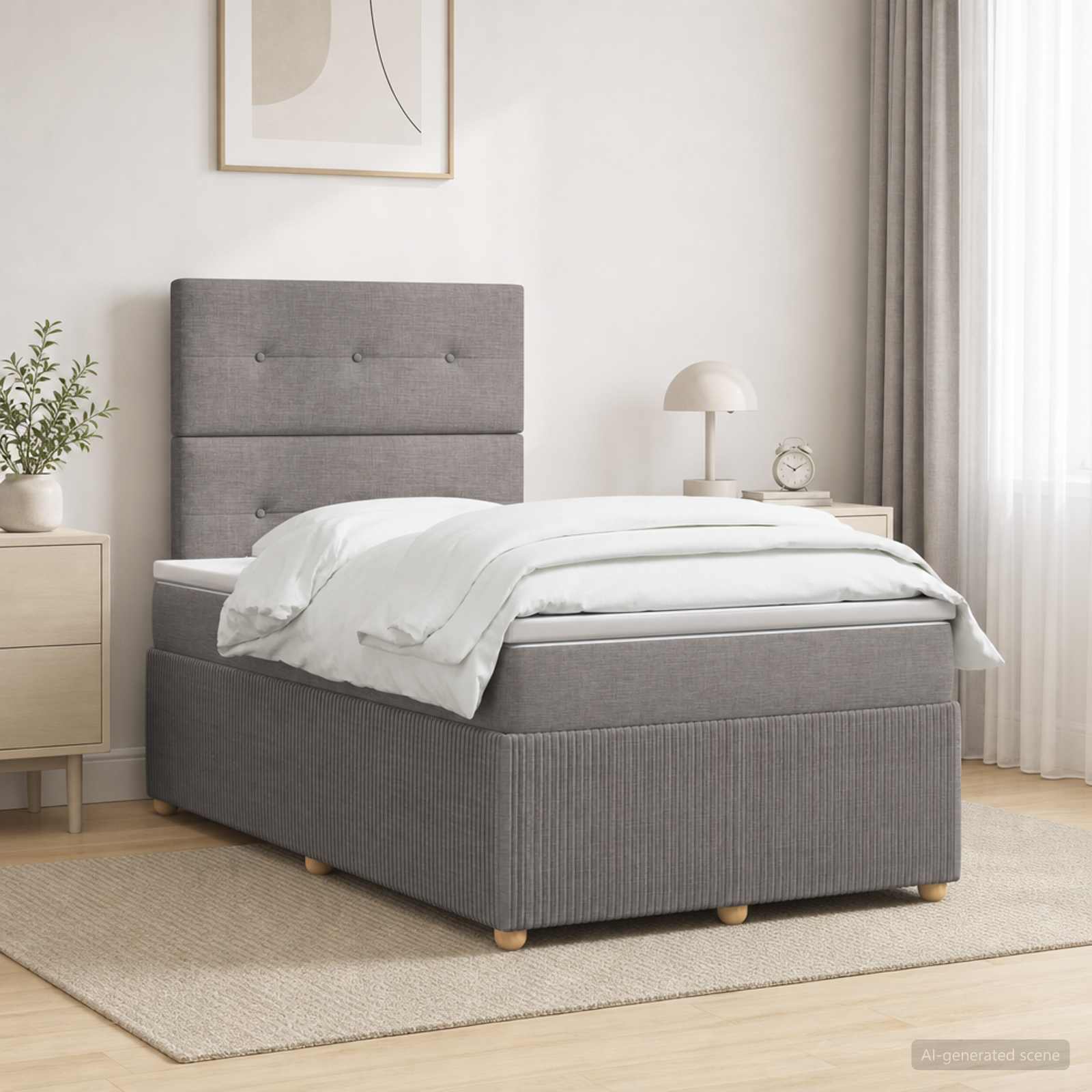 3455836_1.jpg vidaXL LED boxspring posteľ s matracom Sivohnedá 120 x 200 cm Látka – Obrázok 1