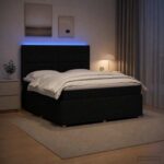 vidaXL LED boxspring posteľ s matracom Čierna 140 x 190 cm Látka – Obrázok 12