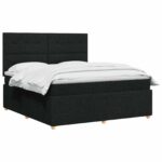 vidaXL LED boxspring posteľ s matracom Čierna 140 x 190 cm Látka – Obrázok 2