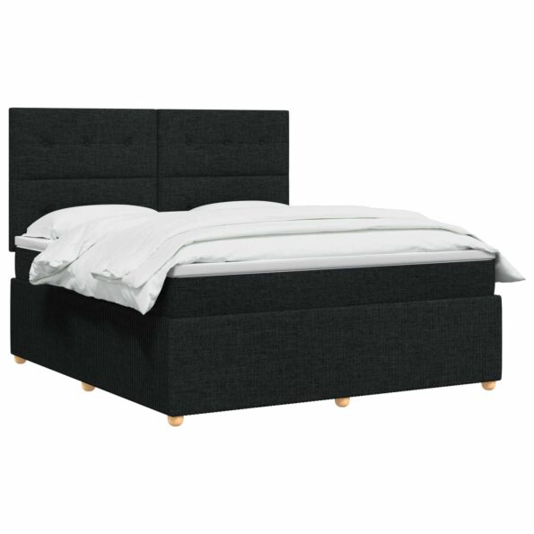 vidaXL LED boxspring posteľ s matracom Čierna 140 x 190 cm Látka – Obrázok 2