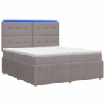 vidaXL LED boxspring posteľ s matracom Sivohnedá 200 x 200 cm Látka