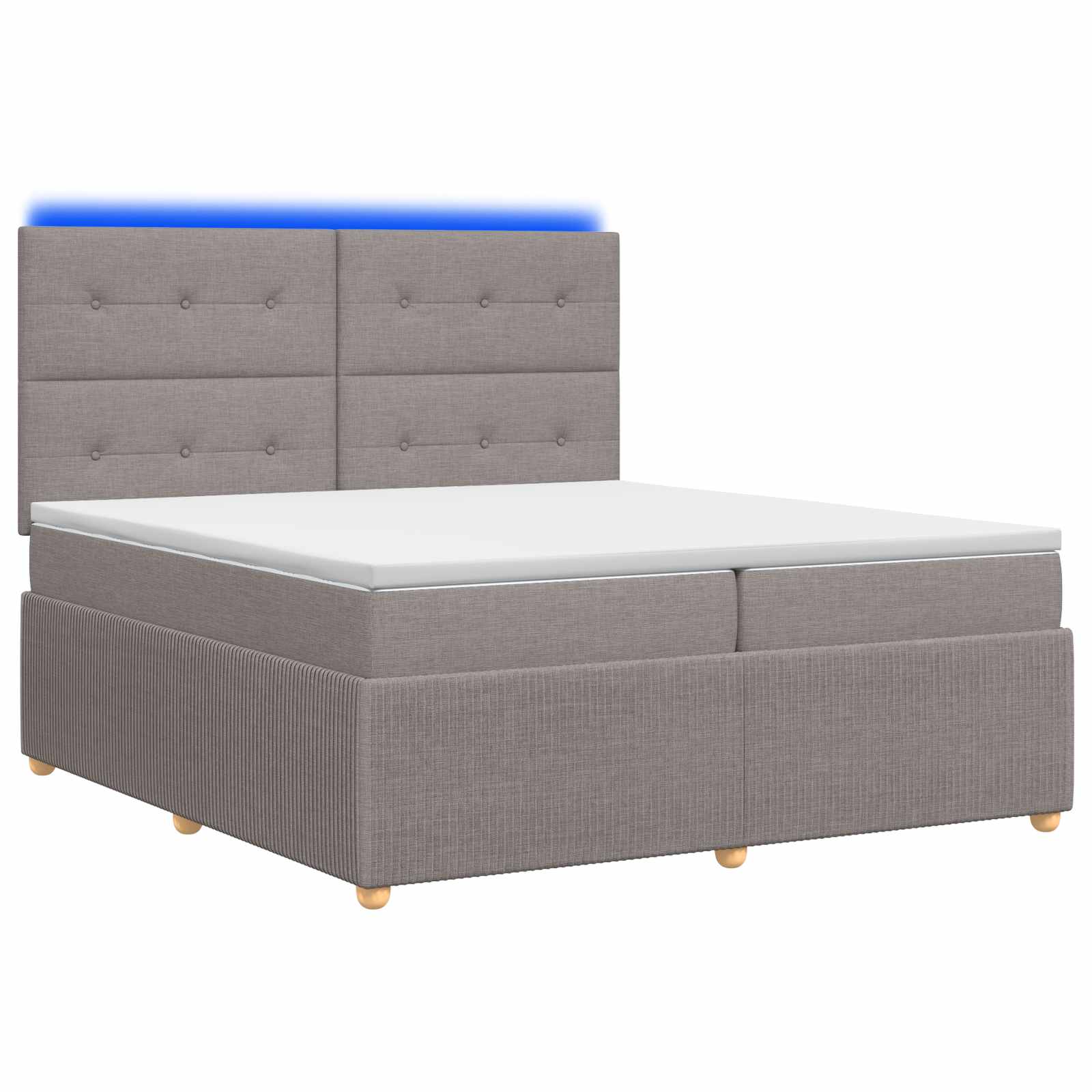 3455941_1.jpg vidaXL LED boxspring posteľ s matracom Sivohnedá 200 x 200 cm Látka – Obrázok 1